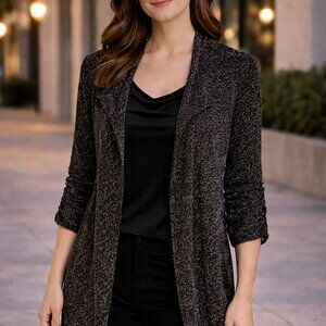 Perceptions NY Special Occasion Black Metallic Cardigan Layer Party Sz 14
